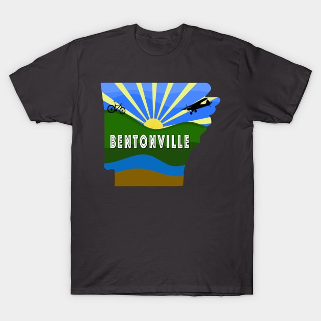 Bentonville Arkansas design with Mountain Bike and Airplane T-Shirt by Arkansas Shop